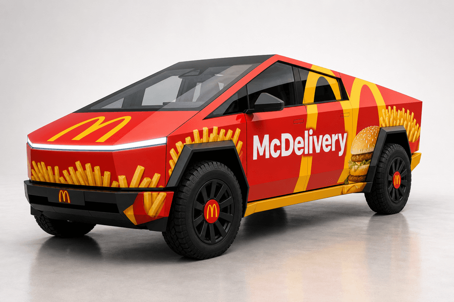 3D wrapped Cybertruck proof